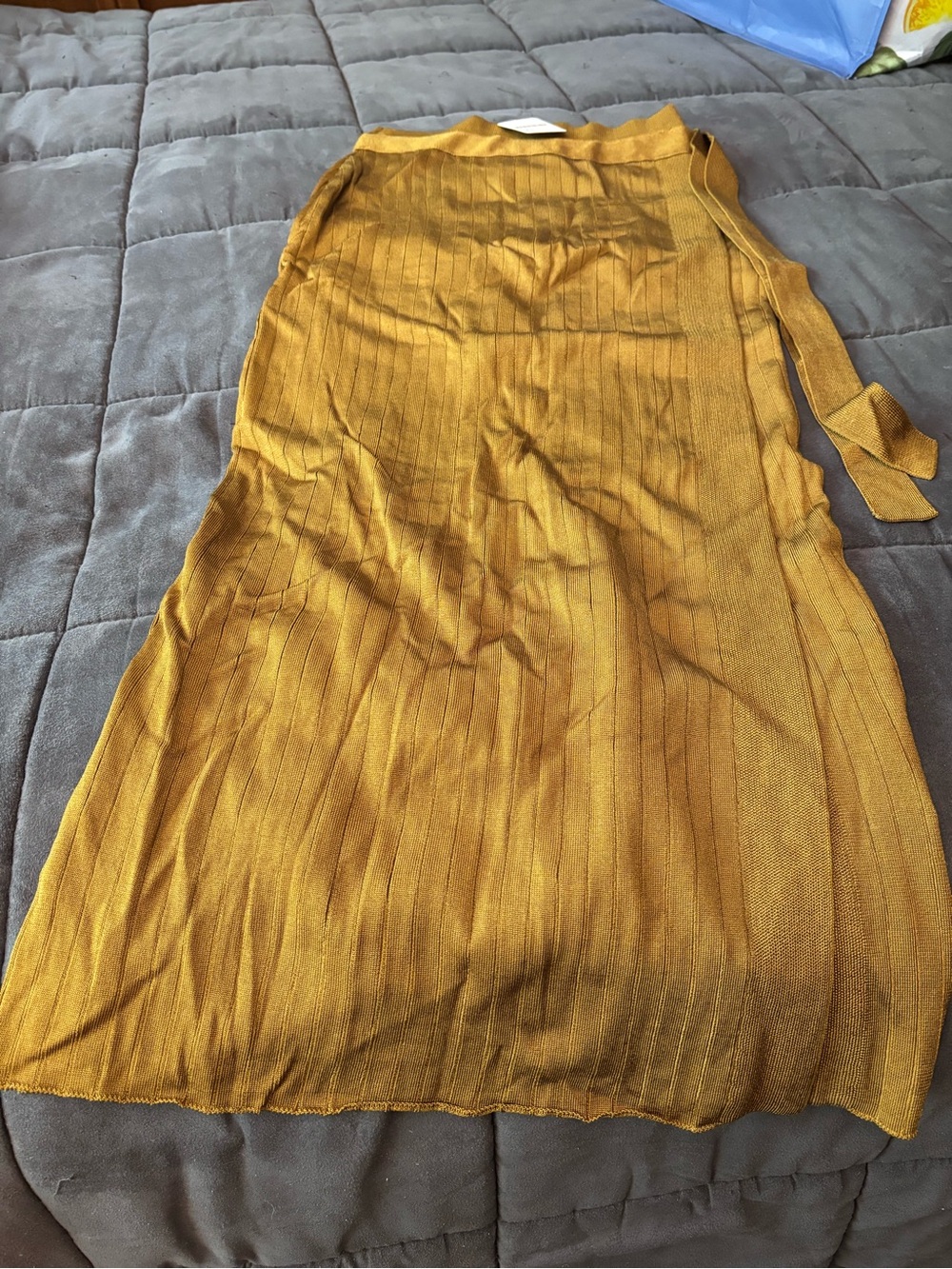 Free People Mustard Ribbed Knit Midi Skirt